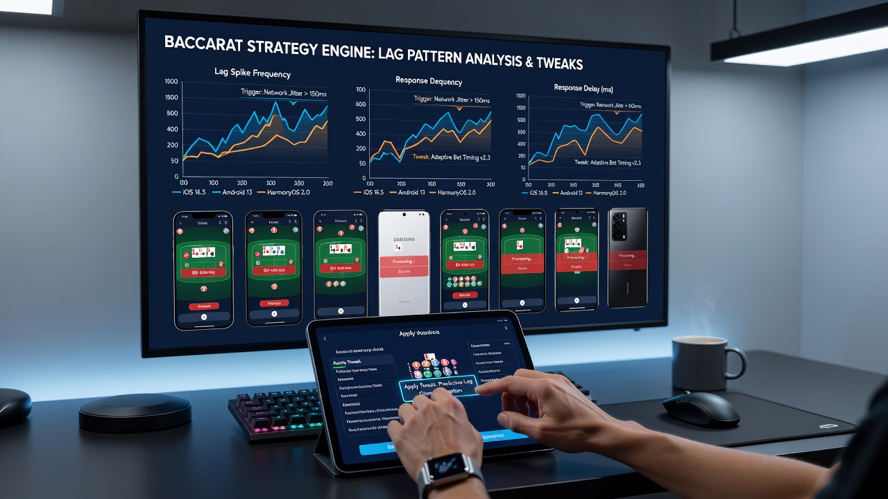 Close-up of baccarat mobile app showing timing adjustments and bet placement options amid interface delays