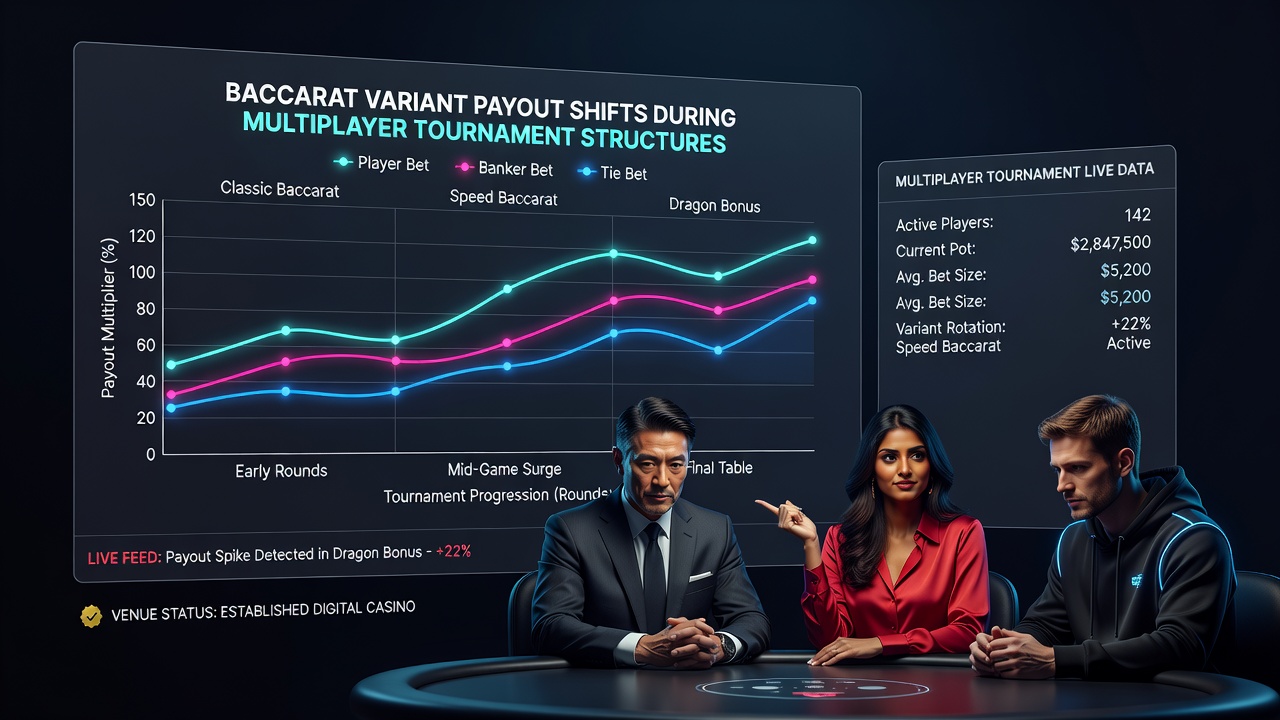 Detailed payout matrix comparing baccarat variants during active tournament phases