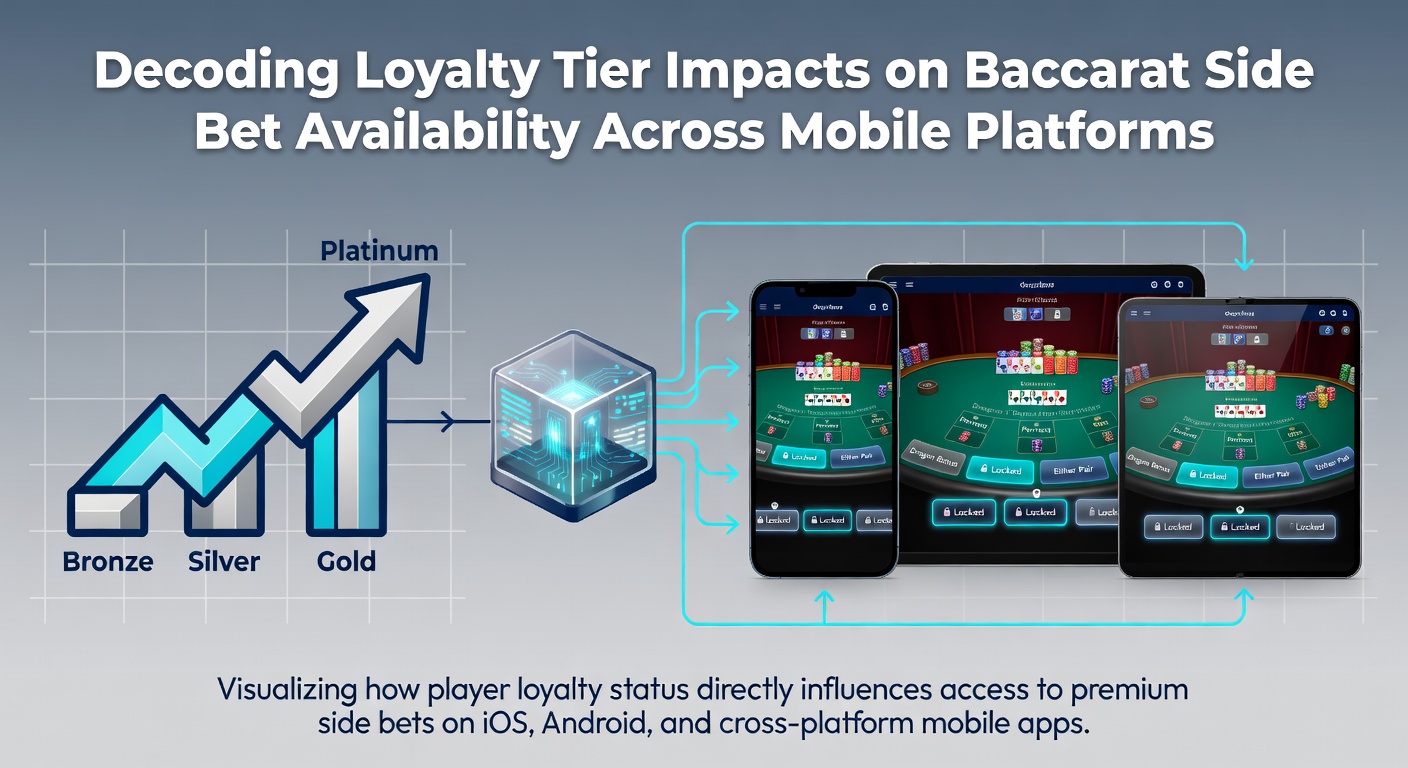 Loyalty tier dashboard displayed on a tablet with baccarat side bet availability indicators highlighted