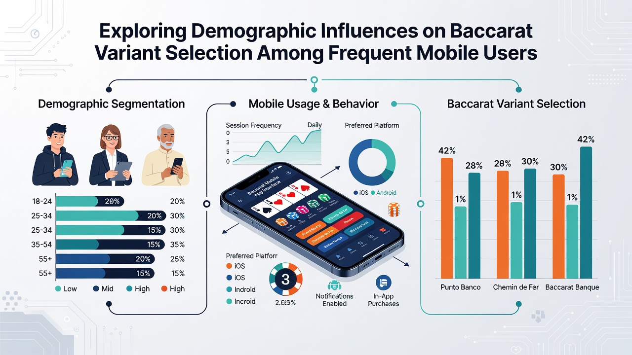 Demographic breakdown charts showing age and regional influences on mobile baccarat selections