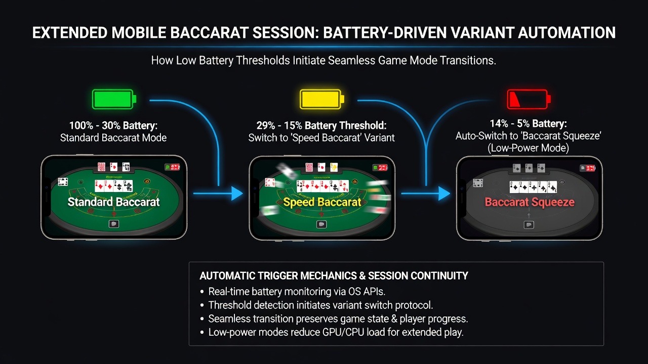 Close-up of smartphone battery settings alongside baccarat game selection screen during a mobile session