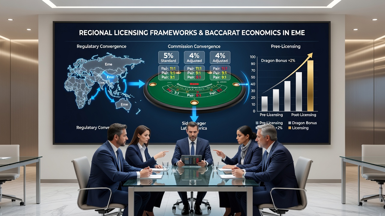 Baccarat side wager payout charts and licensing compliance documents from emerging market regulators