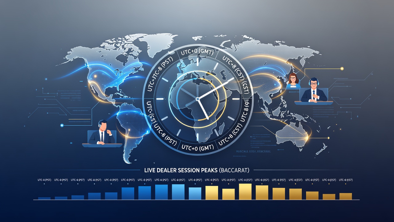 Global time zone map illustrating baccarat player distributions across Asia, Europe, and the Americas