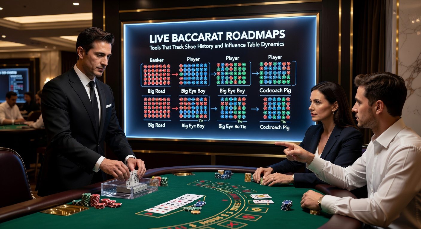 Close-up of various baccarat roadmaps including Big Road, Bead Plate, and Big Eye Boy on a digital display
