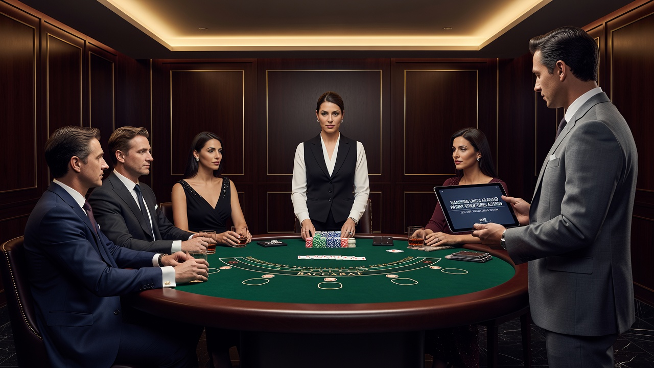 Close-up view of baccarat payout board in a private salon environment at an international resort
