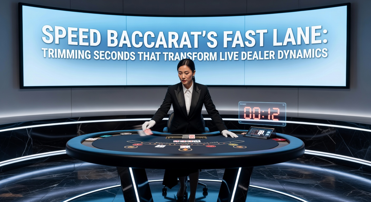 A high-energy live Speed Baccarat table with dealer swiftly handling cards amid fast-paced betting action