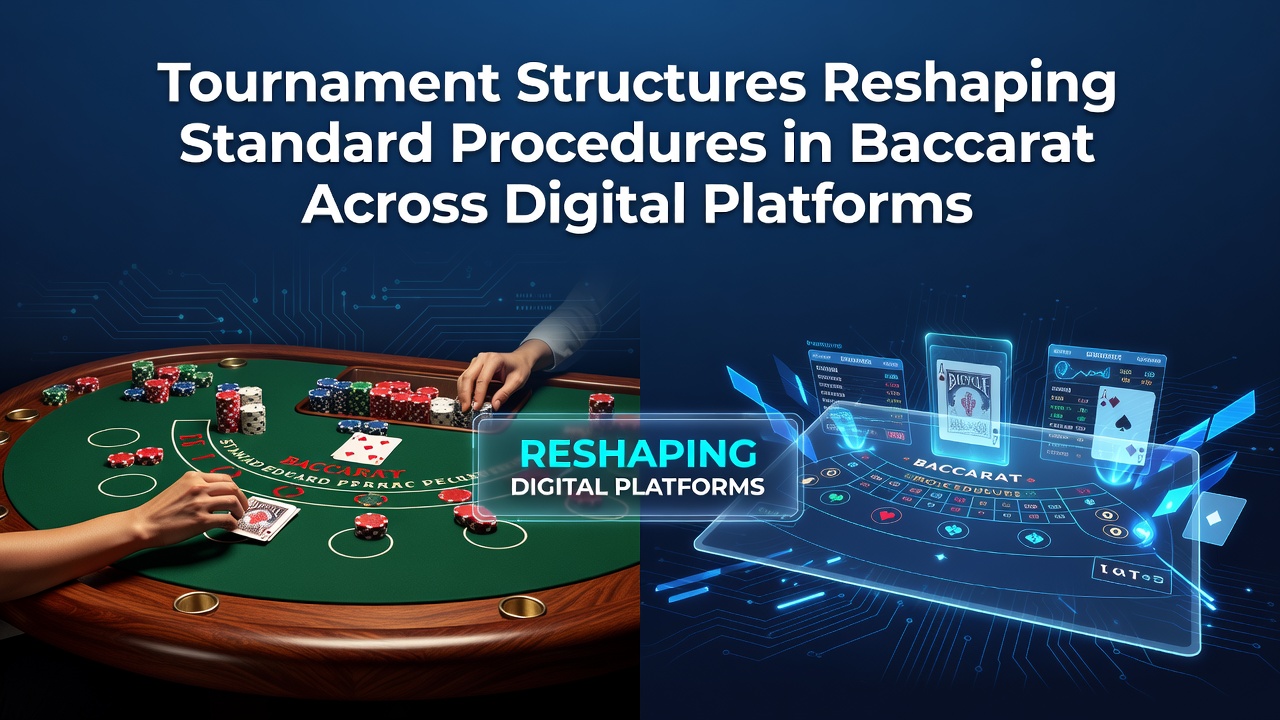 Digital baccarat tournament interface showing leaderboard and virtual table layout on an online platform